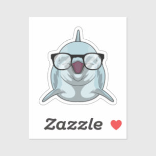 Sticker Dauphin Nerd avec lunettes