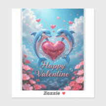 Dauphin Rose Saint Valentin Romantique Océan Amour