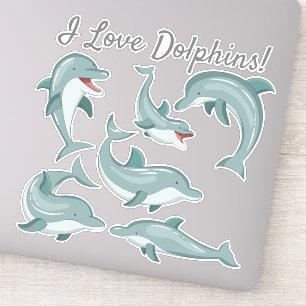 Sticker Dauphins drôles mignons J'aime les dauphins La vie