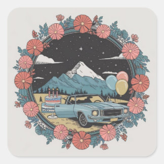 Sticker d'aventure d'anniversaire vintage