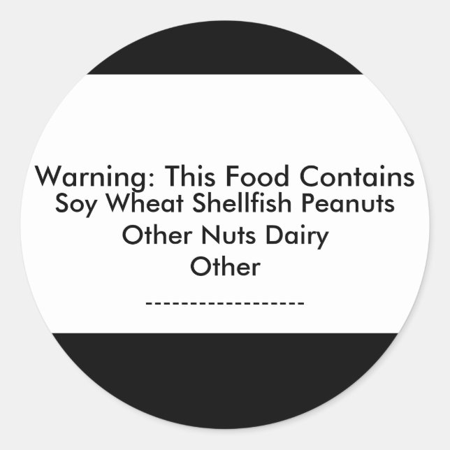 Sticker d'avertissement d'allergie alimentaire (Devant)