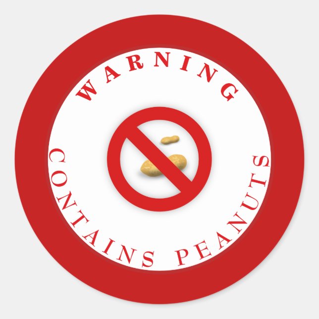 Sticker d'avertissement d'allergie aux arachides (Devant)