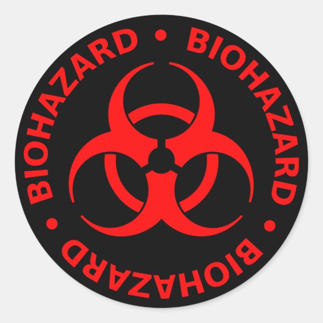 Sticker d'avertissement de risque biologique rouge (Devant)