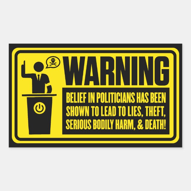 Sticker d'avertissement des politiciens (Devant)
