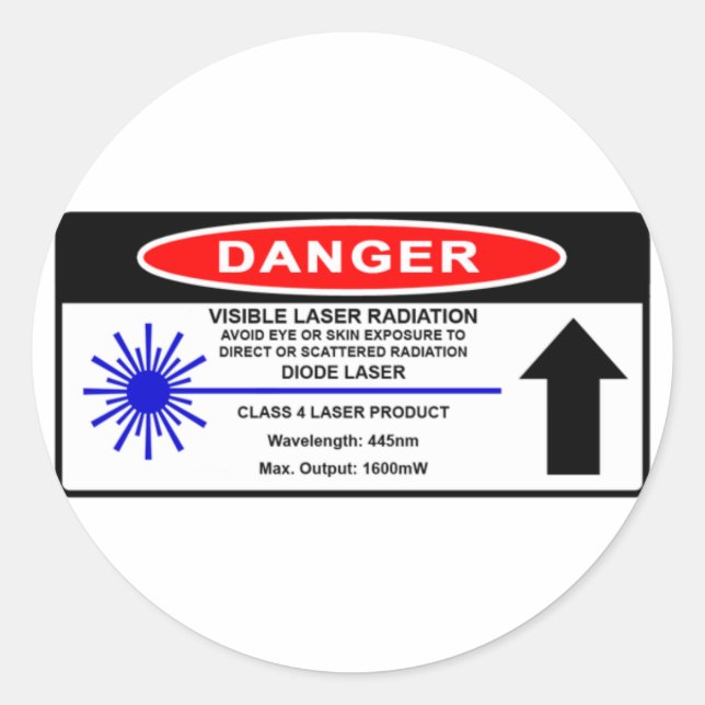 Sticker d'avertissement laser de classe 445nm (Devant)