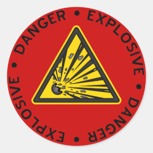 Sticker d'avertissement rouge explosif