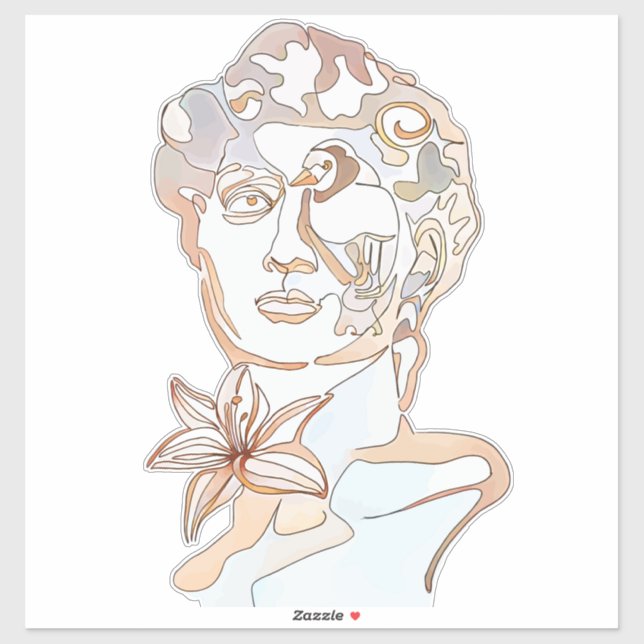 Sticker David - Dessin de ligne de l'homme - Essence de la (Feuille)