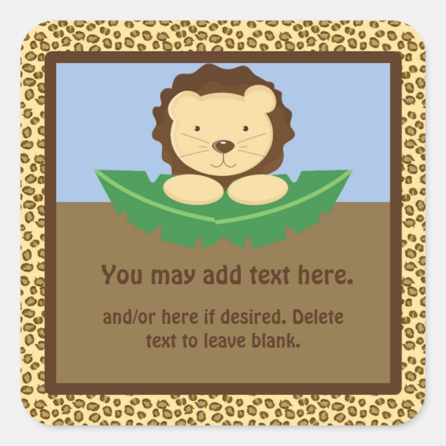 Sticker de Baby shower de la fête du lion de la Ju (Devant)