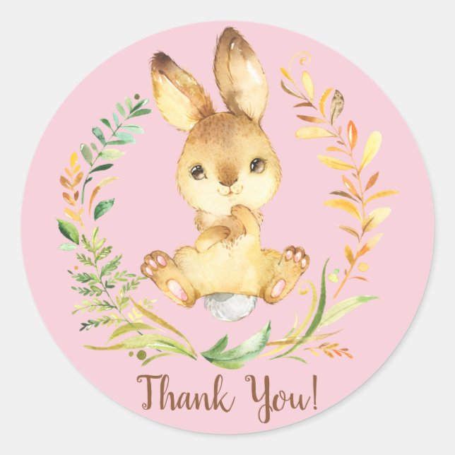 Sticker de Baby shower de lapin doux Favoriser Mer (Devant)