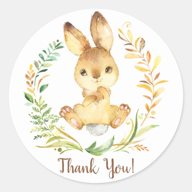 Sticker de Baby shower de lapin doux Favoriser Mer (Devant)