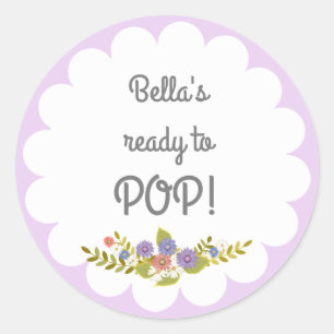 Sticker de Baby shower Lavender White Ready to POP