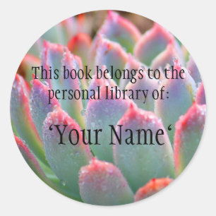 Sticker de bibliothèque personnelle Jade Succulent