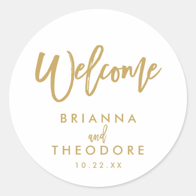 Sticker de bienvenue Mariage à la main chic (Devant)