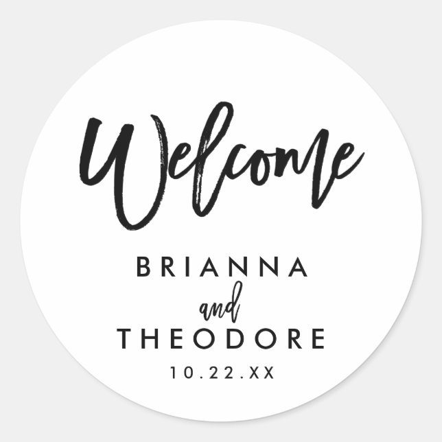 Sticker de bienvenue Mariage à la main chic (Devant)