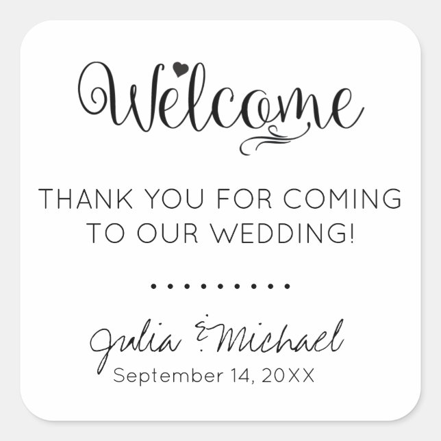 Sticker de bienvenue Mariage pour les faveurs, Hot (Devant)