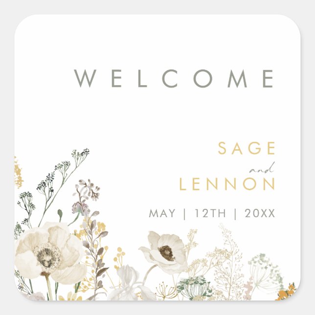 Sticker de bienvenue pour Mariage Fleur sauvage Wh (Devant)