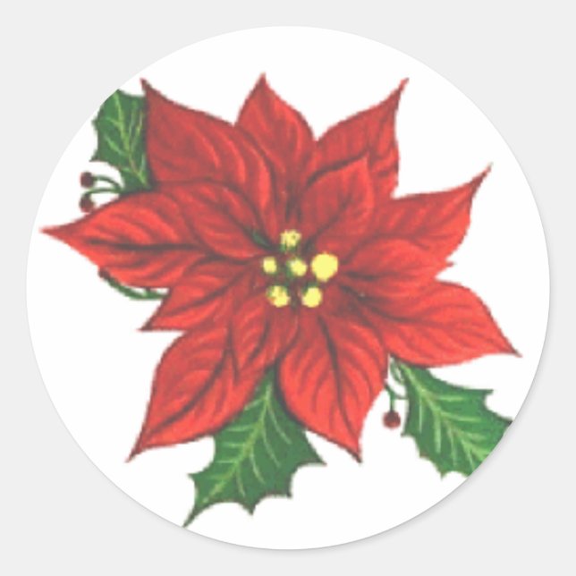 Sticker de carte de voeux Poinsettia (Devant)