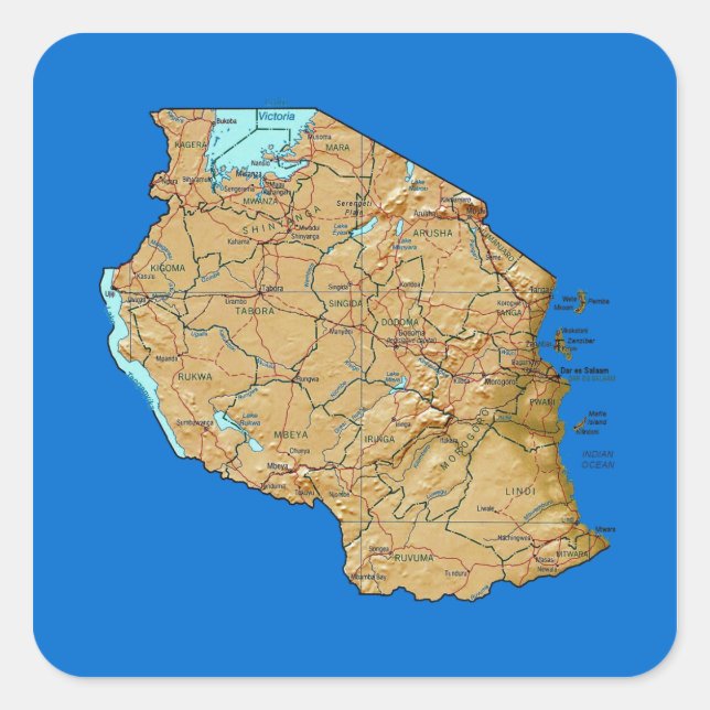 Sticker de carte Tanzanie (Devant)