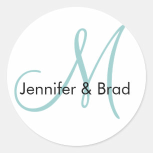 Sticker de chambre Mariage Monogramme Blanc Bleu