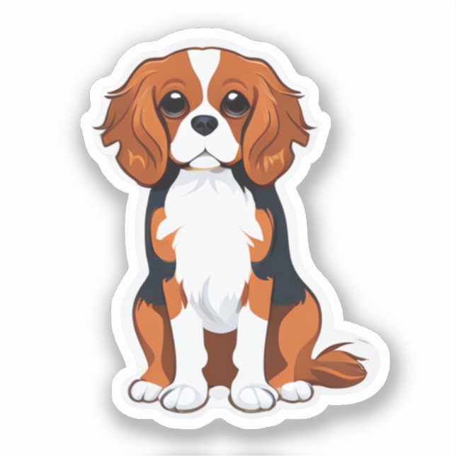 Sticker de chien Cavalier roi charmes illustrés (Recto)