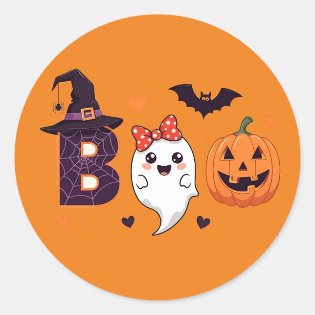 Sticker de Citrouille de fantôme adorable (Devant)