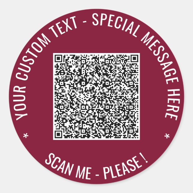 Sticker de code QR avec texte personnalisé Choisir (Devant)