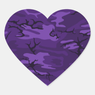 Sticker de coeur Camo violet foncé