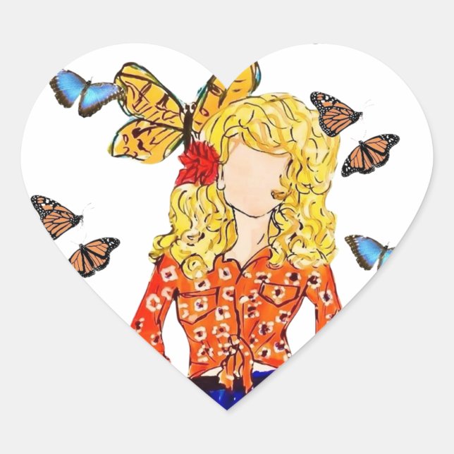 Sticker de coeur d'amour papillon (Devant)
