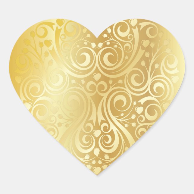 Sticker de coeur en or Lacy (Devant)