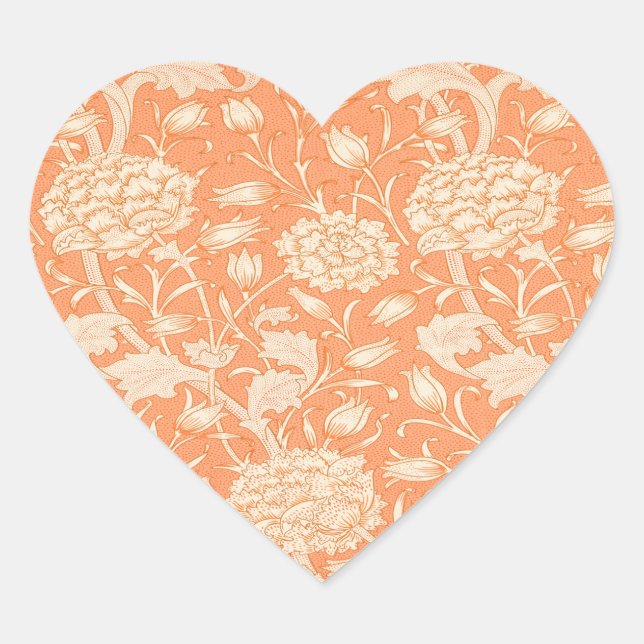 Sticker de coeur floral William Morris Orange (Devant)