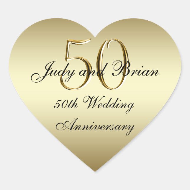 Sticker de coeur Gold Black 50th Mariage Anniversa (Devant)