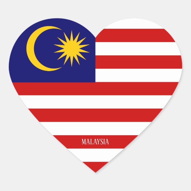 Sticker de coeur patriotique du drapeau malaisien (Devant)
