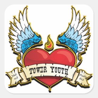 Sticker de coeur pour les jeunes de la tour carrée
