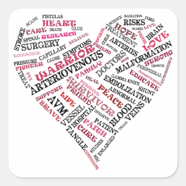 Sticker de coeur pour mot malformation artérielle (Devant)