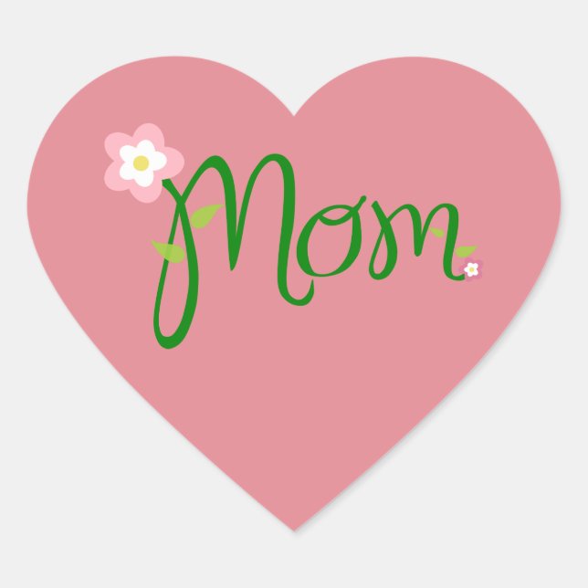 Sticker de coeur rose fraise Maman (Devant)