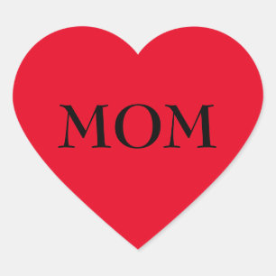 Sticker de coeur rouge disant MOM