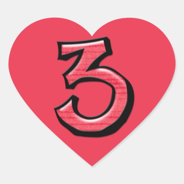 Sticker de coeur rouge numéro 3 (Devant)