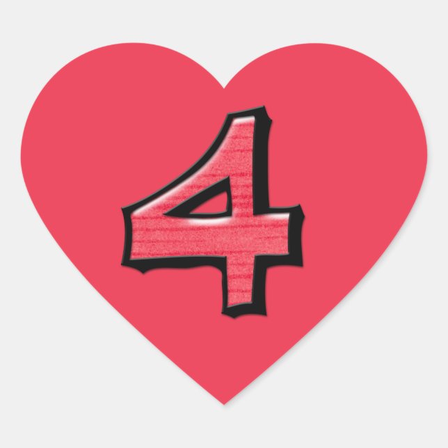 Sticker de coeur rouge numéro 4 (Devant)