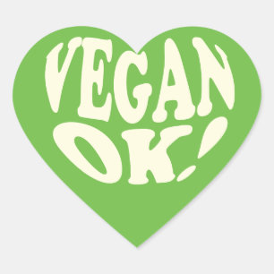 Sticker de coeur vert Vegan OK