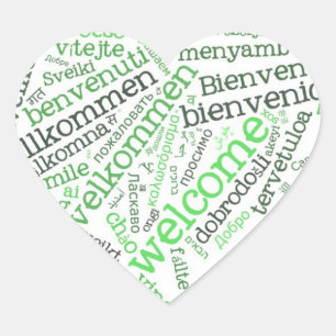 Sticker de coeur Wordcloud WELCOME