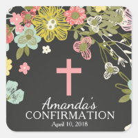 Sticker de confirmation pour filles florales de ta