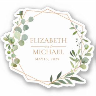 Sticker de date Mariage en cuivre géométrique