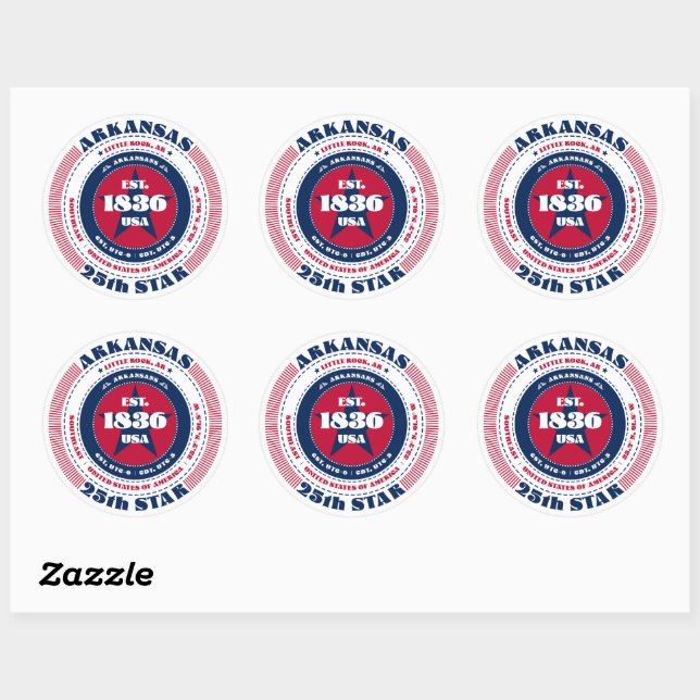 Sticker de design circulaire Arkansas patriotique (Feuille)