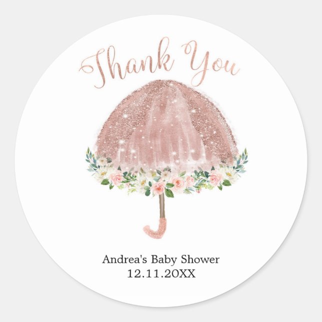 Sticker de douche rose Gold Umbrella April (Devant)
