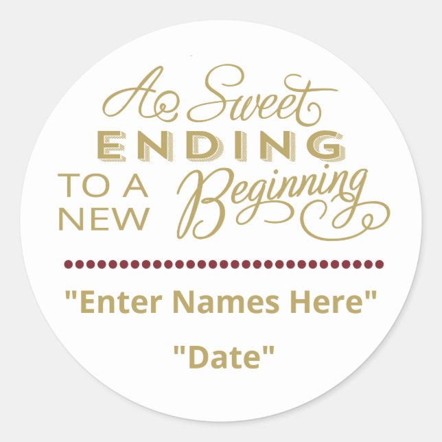 STICKER DE FAVEUR DE MARIAGE | Sweet Terminer le n (Devant)