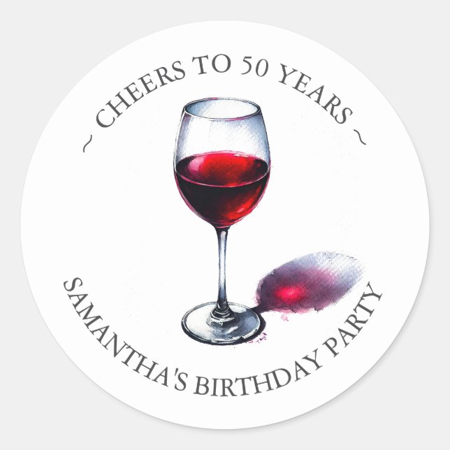 Sticker de fête d'anniversaire à thème vin (Devant)