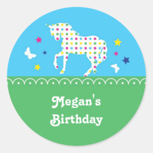 Sticker de fête d'anniversaire de la licorne