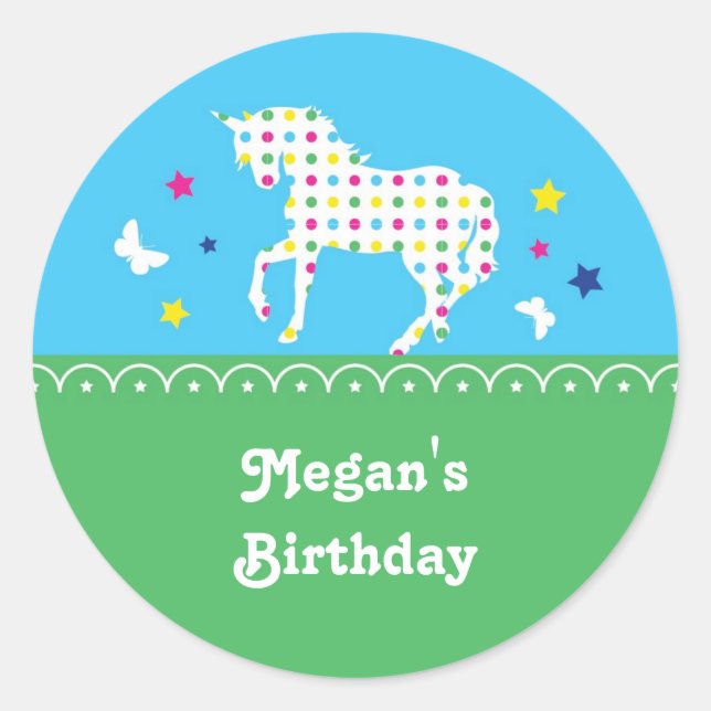 Sticker de fête d'anniversaire de la licorne (Devant)