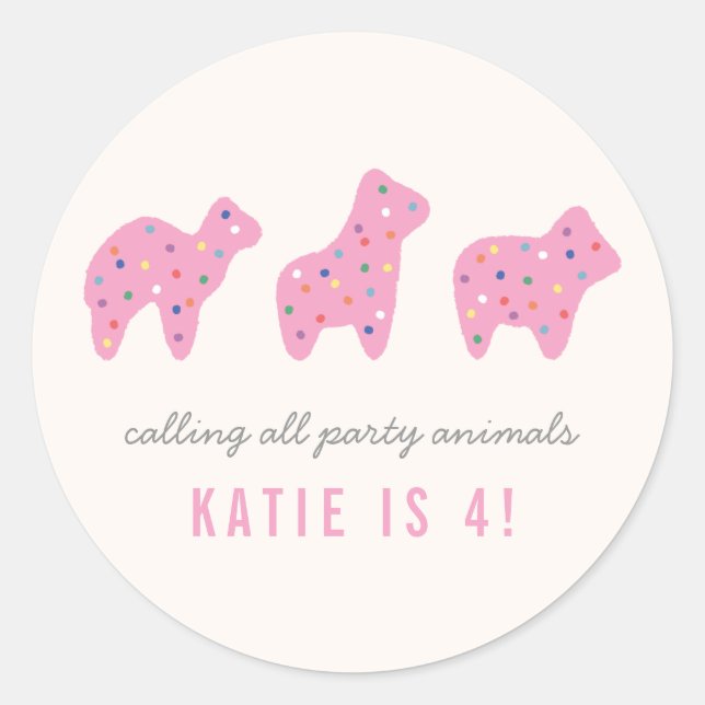 Sticker de fête d'anniversaire du cookie animal -  (Devant)