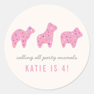 Sticker de fête d'anniversaire du cookie animal - 